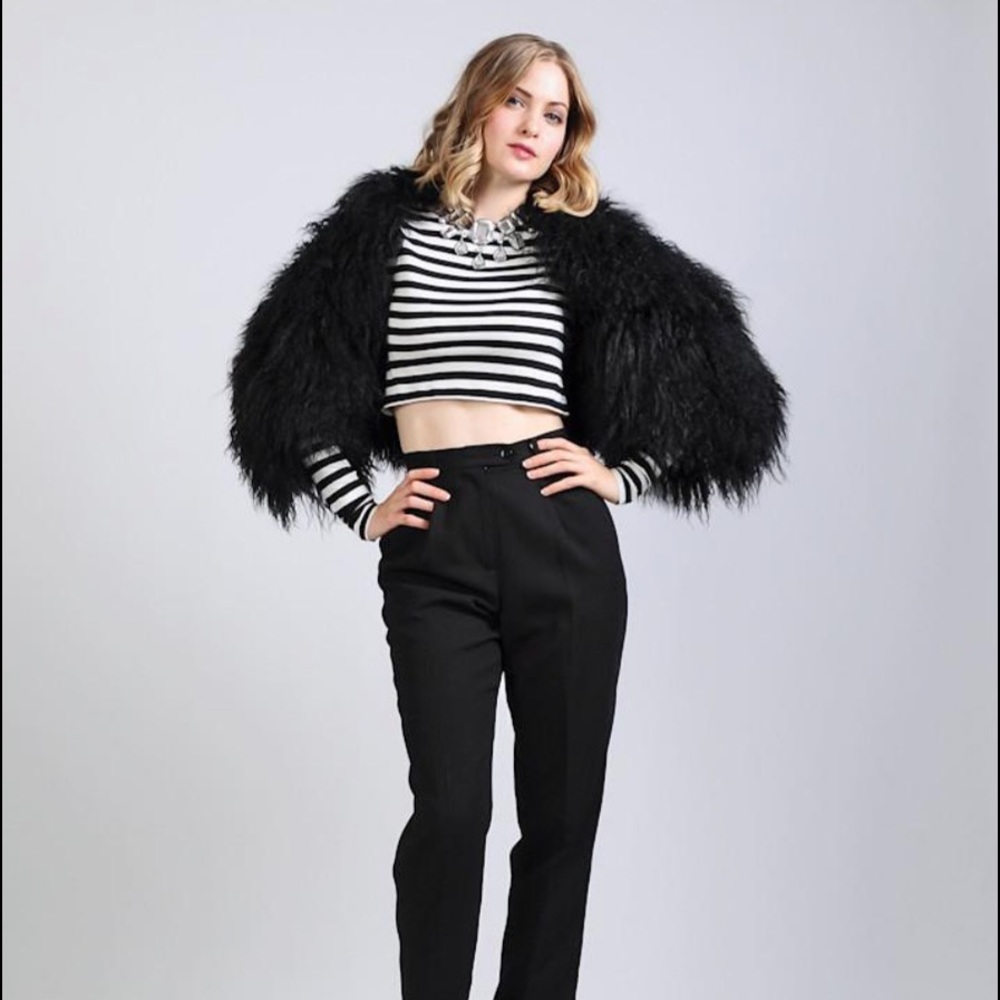 ***SOLD ON ETSY***Vtg Blk Gen Mongolian Lamb Fur